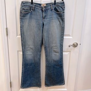 Abercrombie & Fitch Distressed Flared-Leg Blue Jeans, Size 12L